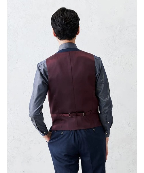 Perfect Suit FActory（パーフェクトスーツファクトリー）の「デニムライクウールベスト【セットアップ対応】（ベスト・メンズ・ブルー/ベージュ・L/M）」の7枚目の写真
