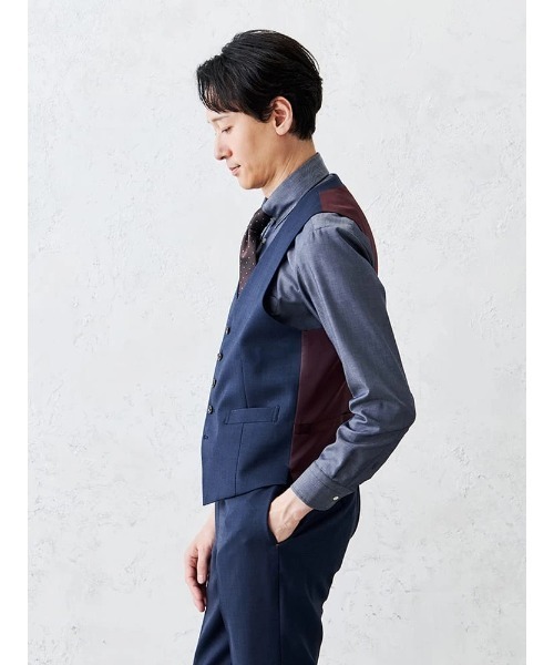 Perfect Suit FActory（パーフェクトスーツファクトリー）の「デニムライクウールベスト【セットアップ対応】（ベスト・メンズ・ブルー/ベージュ・L/M）」の8枚目の写真