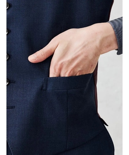 Perfect Suit FActory（パーフェクトスーツファクトリー）の「デニムライクウールベスト【セットアップ対応】（ベスト・メンズ・ブルー/ベージュ・L/M）」の9枚目の写真