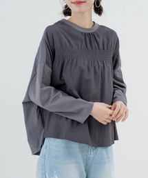 【refinedworks】異素材 切替デザインが 魅力の シャーリングプルオーバー！
