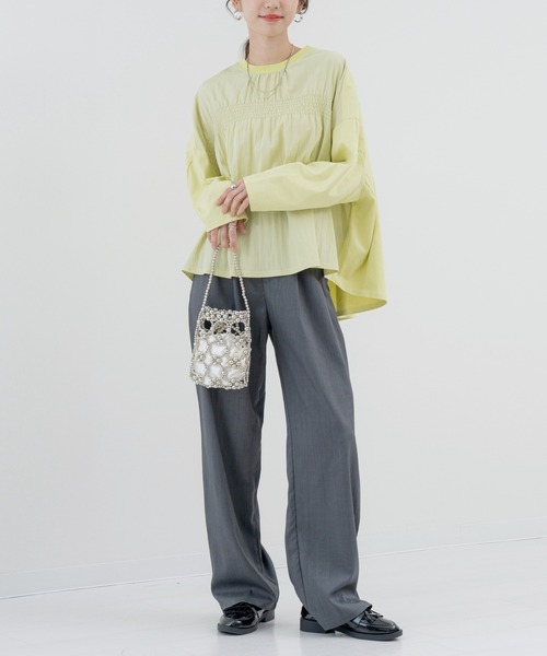 refinedworks(リファインドワークス)の「【refinedworks】異素材 切替デザインが 魅力の シャーリングプルオーバー!(Tシャツ/カットソー・レディース・チャコールグレー/イエロー・FREE)」の17枚目の写真