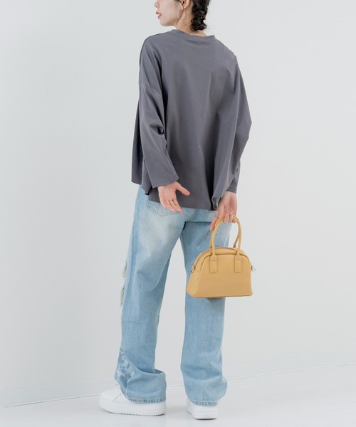 refinedworks(リファインドワークス)の「【refinedworks】異素材 切替デザインが 魅力の シャーリングプルオーバー!(Tシャツ/カットソー・レディース・チャコールグレー/イエロー・FREE)」の12枚目の写真