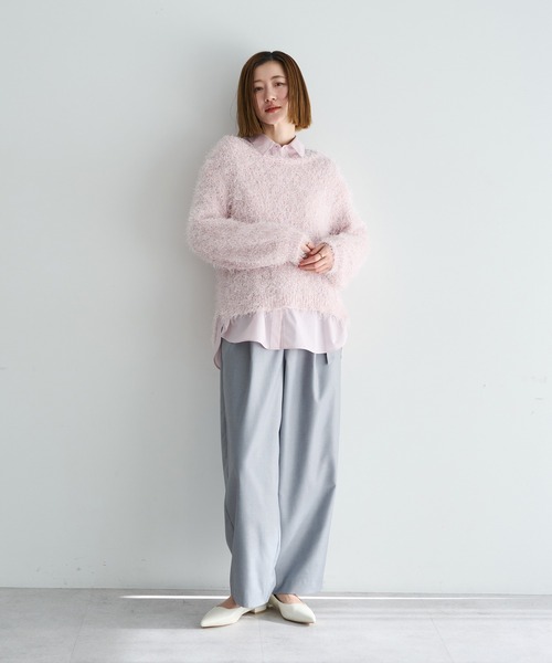 YECCA VECCA（イェッカヴェッカ）の「ベルト付きカーヴィーパンツ（その他パンツ・レディース・ベージュ/ネイビー/グレー・S/M）」の2枚目の写真