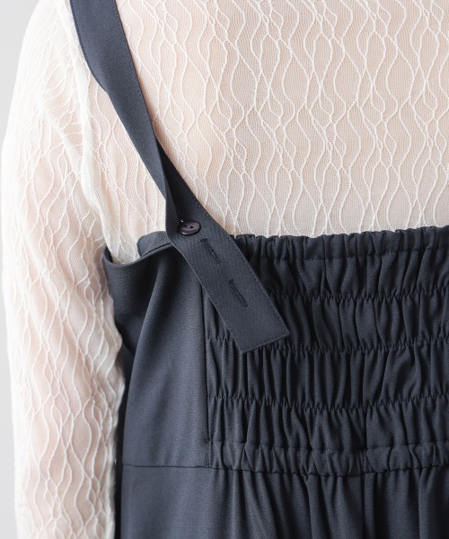 Bou Jeloud（ブージュルード）の「【はあちゅう*Bou Jeloud】ウエストタックサロペット（サロペット/オーバーオール・レディース・ネイビー/ベージュ・FREE）」の6枚目の写真