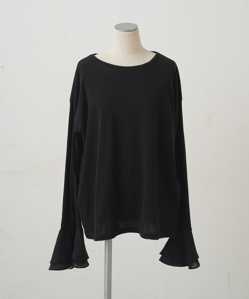 PUAL CE CIN（ピュアルセシン）の「布帛袖フレアカットソー（Tシャツ/カットソー・レディース・ブラック/オフホワイト・FREE）」の21枚目の写真