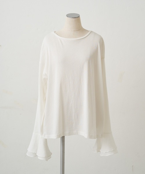 PUAL CE CIN（ピュアルセシン）の「布帛袖フレアカットソー（Tシャツ/カットソー・レディース・ブラック/オフホワイト・FREE）」の22枚目の写真