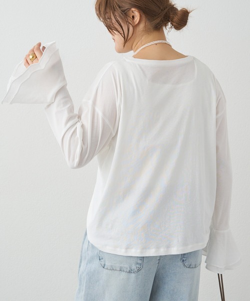 PUAL CE CIN（ピュアルセシン）の「布帛袖フレアカットソー（Tシャツ/カットソー・レディース・ブラック/オフホワイト・FREE）」の12枚目の写真