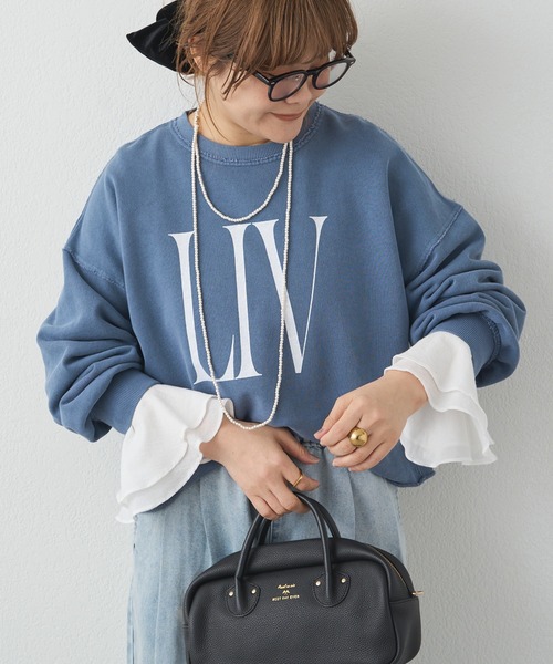 PUAL CE CIN（ピュアルセシン）の「布帛袖フレアカットソー（Tシャツ/カットソー・レディース・ブラック/オフホワイト・FREE）」の3枚目の写真