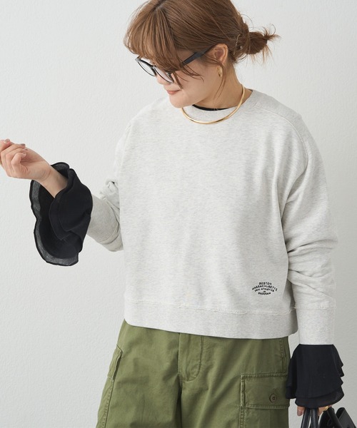 PUAL CE CIN（ピュアルセシン）の「布帛袖フレアカットソー（Tシャツ/カットソー・レディース・ブラック/オフホワイト・FREE）」の18枚目の写真