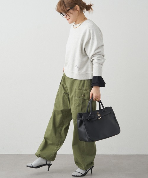 PUAL CE CIN（ピュアルセシン）の「布帛袖フレアカットソー（Tシャツ/カットソー・レディース・ブラック/オフホワイト・FREE）」の19枚目の写真