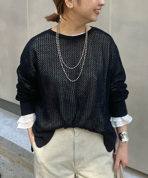 PUAL CE CIN（ピュアルセシン）の「布帛袖フレアカットソー（Tシャツ/カットソー・レディース・ブラック/オフホワイト・FREE）」の8枚目の写真