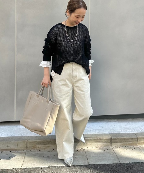 PUAL CE CIN（ピュアルセシン）の「布帛袖フレアカットソー（Tシャツ/カットソー・レディース・ブラック/オフホワイト・FREE）」の9枚目の写真