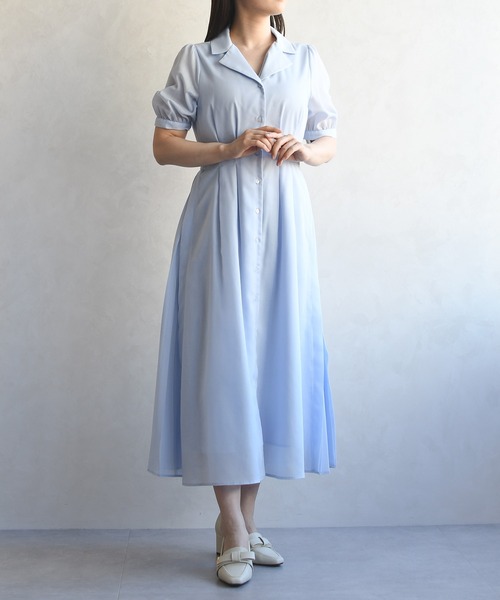 MISCH MASCH(ミッシュマッシュ)の「2026春夏新作 サイドプリーツテーラーワンピース(ワンピース・レディース・ブルー系/イエロー/ブルー・M/S)」の4枚目の写真