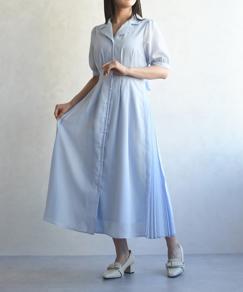 MISCH MASCH(ミッシュマッシュ)の「2026春夏新作 サイドプリーツテーラーワンピース(ワンピース・レディース・ブルー系/イエロー/ブルー・M/S)」の5枚目の写真