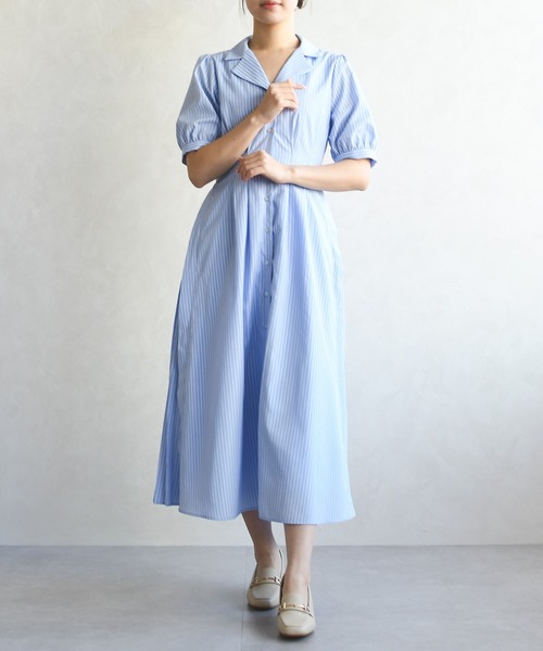 MISCH MASCH(ミッシュマッシュ)の「2026春夏新作 サイドプリーツテーラーワンピース(ワンピース・レディース・ブルー系/イエロー/ブルー・M/S)」の15枚目の写真