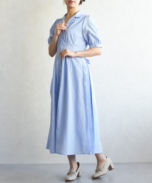 MISCH MASCH(ミッシュマッシュ)の「2026春夏新作 サイドプリーツテーラーワンピース(ワンピース・レディース・ブルー系/イエロー/ブルー・M/S)」の19枚目の写真