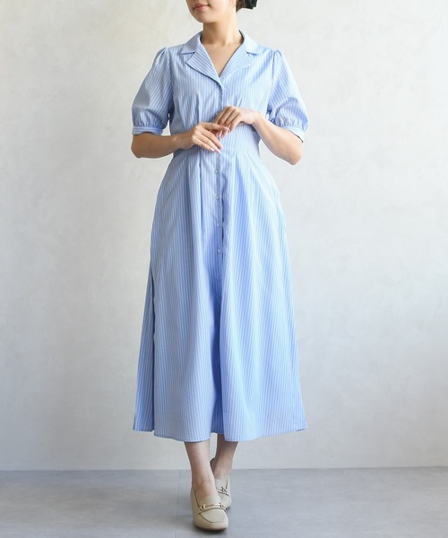 MISCH MASCH(ミッシュマッシュ)の「2026春夏新作 サイドプリーツテーラーワンピース(ワンピース・レディース・ブルー系/イエロー/ブルー・M/S)」の20枚目の写真