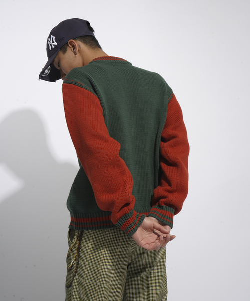 JOINT WORKS（ジョイントワークス）の「クラフトステッチ ニットスタジャン / Craft-stitched Stadium Knit Jacket（カーディガン/ボレロ・メンズ・グリーン/ネイビー・LARGE/MEDIUM）」の15枚目の写真