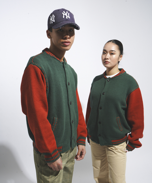 JOINT WORKS（ジョイントワークス）の「クラフトステッチ ニットスタジャン / Craft-stitched Stadium Knit Jacket（カーディガン/ボレロ・メンズ・グリーン/ネイビー・LARGE/MEDIUM）」の17枚目の写真