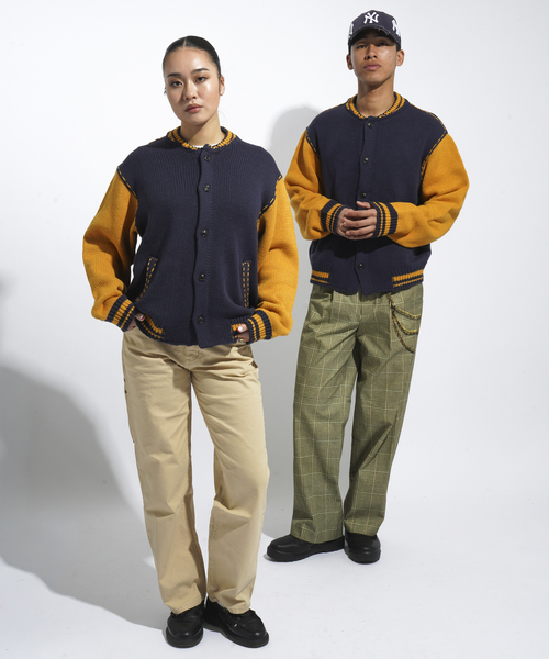 JOINT WORKS（ジョイントワークス）の「クラフトステッチ ニットスタジャン / Craft-stitched Stadium Knit Jacket（カーディガン/ボレロ・メンズ・グリーン/ネイビー・LARGE/MEDIUM）」の7枚目の写真