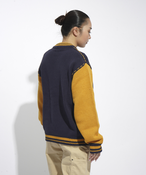 JOINT WORKS（ジョイントワークス）の「クラフトステッチ ニットスタジャン / Craft-stitched Stadium Knit Jacket（カーディガン/ボレロ・メンズ・グリーン/ネイビー・LARGE/MEDIUM）」の11枚目の写真