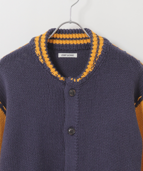 JOINT WORKS（ジョイントワークス）の「クラフトステッチ ニットスタジャン / Craft-stitched Stadium Knit Jacket（カーディガン/ボレロ・メンズ・グリーン/ネイビー・LARGE/MEDIUM）」の3枚目の写真