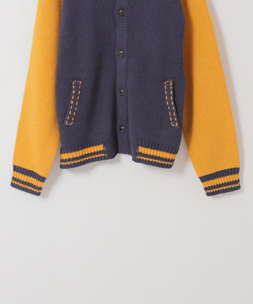JOINT WORKS（ジョイントワークス）の「クラフトステッチ ニットスタジャン / Craft-stitched Stadium Knit Jacket（カーディガン/ボレロ・メンズ・グリーン/ネイビー・LARGE/MEDIUM）」の6枚目の写真