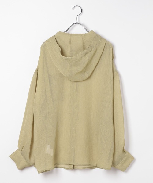 LEPSIM（レプシィム）の「メッシュフード長袖シャツ　639503（シャツ/ブラウス・レディース・ベージュ/ナチュラル/ブラック・FREE）」の4枚目の写真