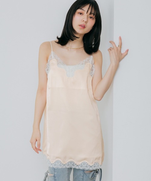 Heather(ヘザー)の「レーストリムサテンキャミワンピース 659591(ワンピース・レディース・ブラック系その他/アイボリー/ホワイト系その他・FREE)」の4枚目の写真