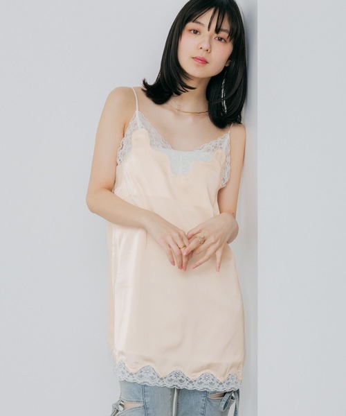 Heather(ヘザー)の「レーストリムサテンキャミワンピース 659591(ワンピース・レディース・ブラック系その他/アイボリー/ホワイト系その他・FREE)」の5枚目の写真