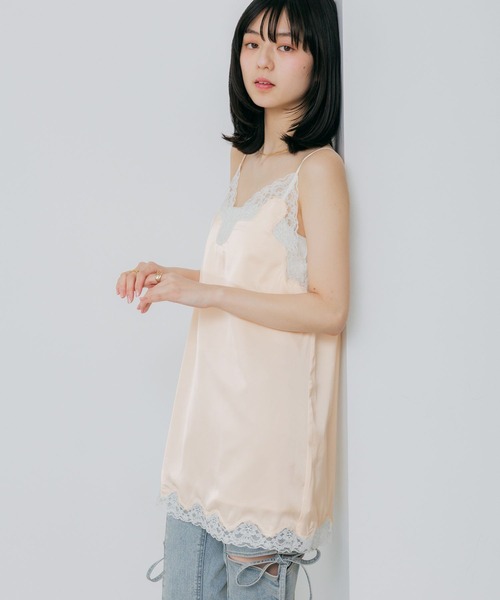 Heather(ヘザー)の「レーストリムサテンキャミワンピース 659591(ワンピース・レディース・ブラック系その他/アイボリー/ホワイト系その他・FREE)」の6枚目の写真