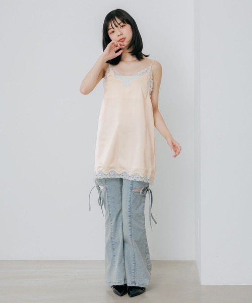 Heather(ヘザー)の「レーストリムサテンキャミワンピース 659591(ワンピース・レディース・ブラック系その他/アイボリー/ホワイト系その他・FREE)」の7枚目の写真