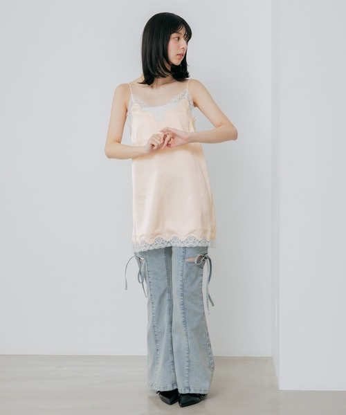 Heather(ヘザー)の「レーストリムサテンキャミワンピース 659591(ワンピース・レディース・ブラック系その他/アイボリー/ホワイト系その他・FREE)」の8枚目の写真