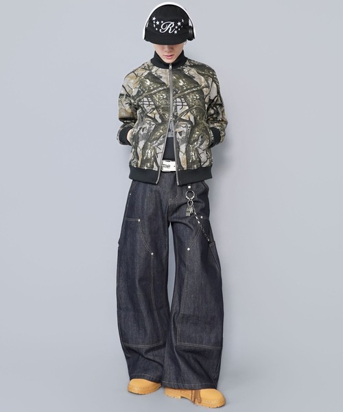 SPINNS（スピンズ）の「ヴィンテージライクリブショートブルゾン/ダブルジップ/リアルツリーカモ/ユニセックス（ブルゾン・メンズ・ウッドランド/リアルツリーカモ/ブラウン/ブラック・ONESIZE）」の12枚目の写真