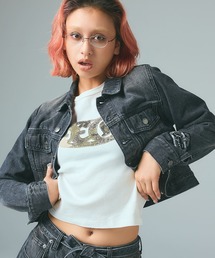 X-girl | FADED FACE LABEL COMPACT DENIM JACKET(デニムジャケット)
