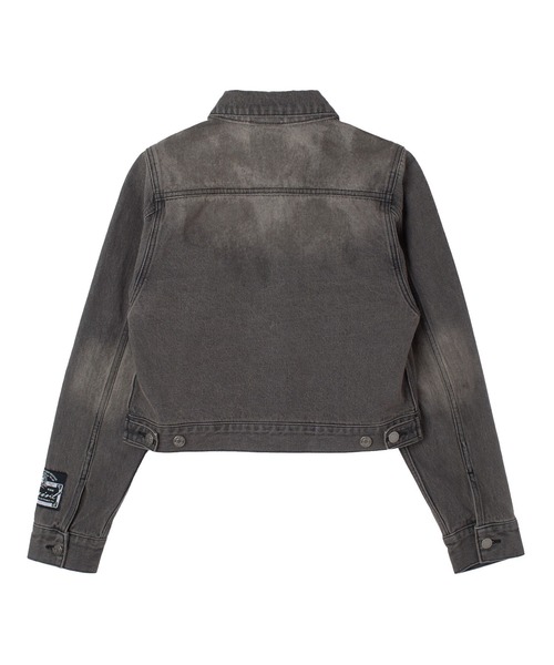 X-girl（エックスガール）の「FADED FACE LABEL COMPACT DENIM JACKET（デニムジャケット・レディース・ブラック/ライトインディゴブルー・M/S）」の9枚目の写真