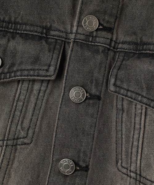 X-girl（エックスガール）の「FADED FACE LABEL COMPACT DENIM JACKET（デニムジャケット・レディース・ブラック/ライトインディゴブルー・M/S）」の11枚目の写真