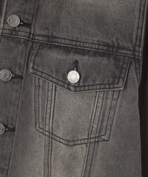 X-girl（エックスガール）の「FADED FACE LABEL COMPACT DENIM JACKET（デニムジャケット・レディース・ブラック/ライトインディゴブルー・M/S）」の12枚目の写真