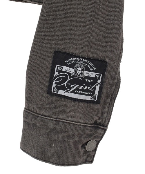 X-girl（エックスガール）の「FADED FACE LABEL COMPACT DENIM JACKET（デニムジャケット・レディース・ブラック/ライトインディゴブルー・M/S）」の14枚目の写真