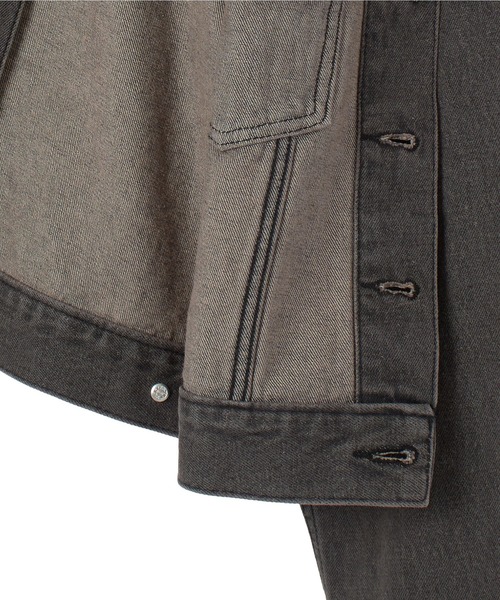 X-girl（エックスガール）の「FADED FACE LABEL COMPACT DENIM JACKET（デニムジャケット・レディース・ブラック/ライトインディゴブルー・M/S）」の17枚目の写真