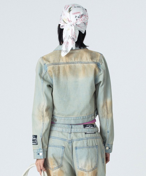 X-girl（エックスガール）の「FADED FACE LABEL COMPACT DENIM JACKET（デニムジャケット・レディース・ブラック/ライトインディゴブルー・M/S）」の19枚目の写真