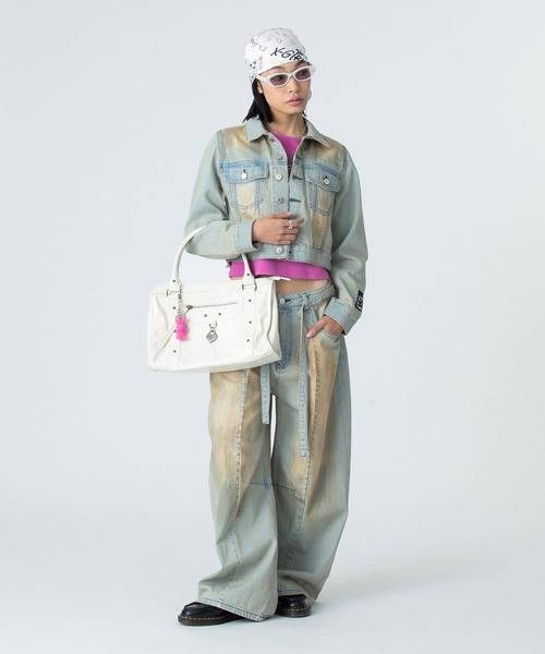 X-girl（エックスガール）の「FADED FACE LABEL COMPACT DENIM JACKET（デニムジャケット・レディース・ブラック/ライトインディゴブルー・M/S）」の22枚目の写真