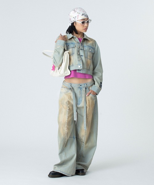 FADED FACE LABEL COMPACT DENIM JACKET（デニムジャケット）｜X-girl