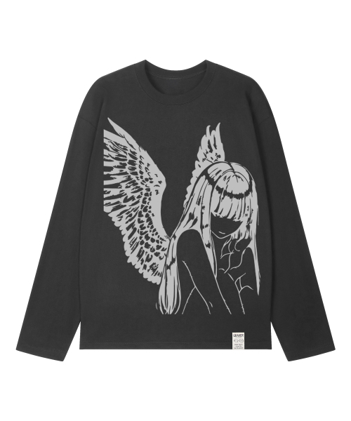 GRAVER（グレーバー）の「[ユニセックス]HALO ロングスリーブTシャツ_チャコール（Tシャツ/カットソー・レディース・チャコールグレー・LARGE/MEDIUM）」の2枚目の写真