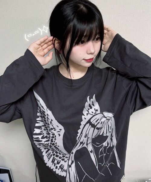 GRAVER（グレーバー）の「[ユニセックス]HALO ロングスリーブTシャツ_チャコール（Tシャツ/カットソー・レディース・チャコールグレー・LARGE/MEDIUM）」の4枚目の写真