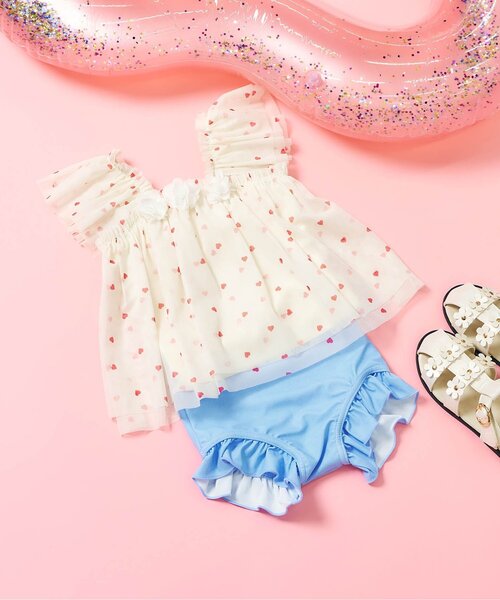 apres les cours（アプレレクール）の「【UVカット】デイジー・ハートチュールセパレート水着_ジュニア対応（水着・キッズ・ブルー/アイボリー・80/90/100/110/120/130/140）」の2枚目の写真