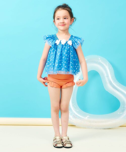 apres les cours（アプレレクール）の「【UVカット】デイジー・ハートチュールセパレート水着_ジュニア対応（水着・キッズ・ブルー/アイボリー・80/90/100/110/120/130/140）」の3枚目の写真