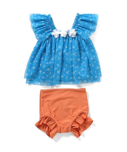 apres les cours（アプレレクール）の「【UVカット】デイジー・ハートチュールセパレート水着_ジュニア対応（水着・キッズ・ブルー/アイボリー・80/90/100/110/120/130/140）」の8枚目の写真