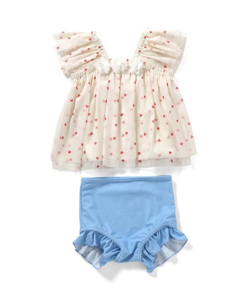 apres les cours（アプレレクール）の「【UVカット】デイジー・ハートチュールセパレート水着_ジュニア対応（水着・キッズ・ブルー/アイボリー・80/90/100/110/120/130/140）」の7枚目の写真