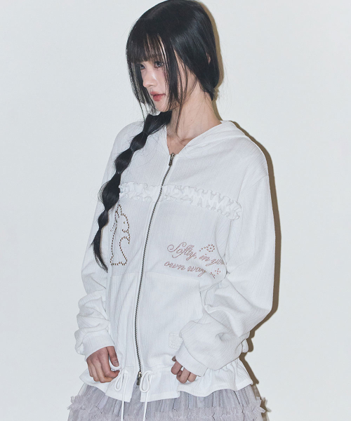 ILLIGO(イリゴ)の「クロシェラビットフードジップアップホワイト(パーカー・レディース・その他・OS)」の3枚目の写真